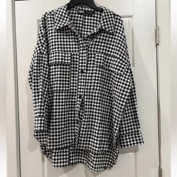 Zara Black and White Checkered Jacket - Picture 4 of 5